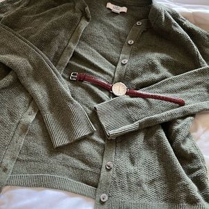 Green Waffle knit cardigan